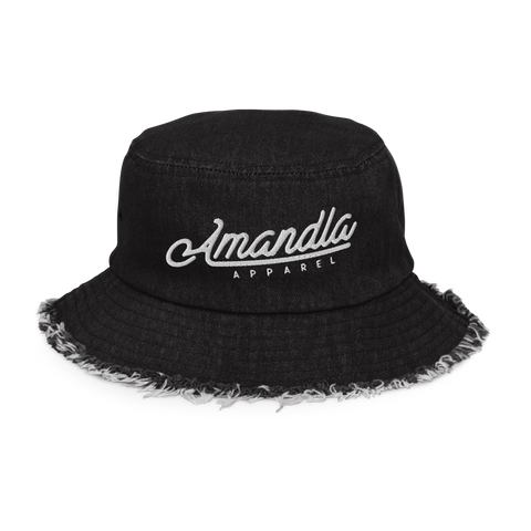 AA Essential Distressed Black Denim Bucket Hat